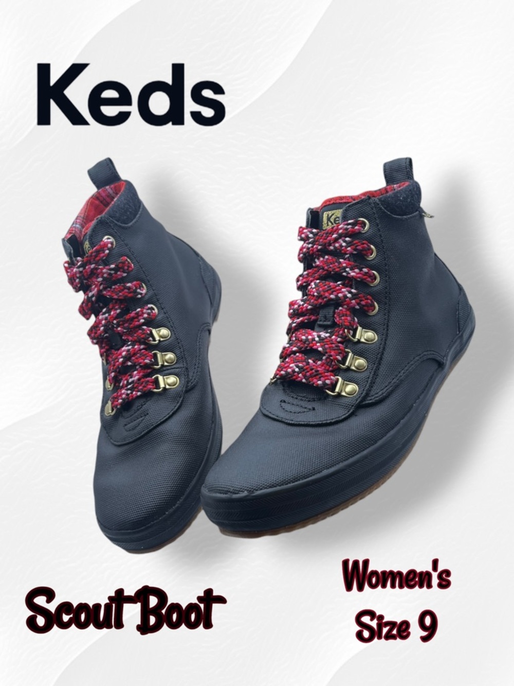 Keds Women's Lace Up Scout Boot Black Size 9